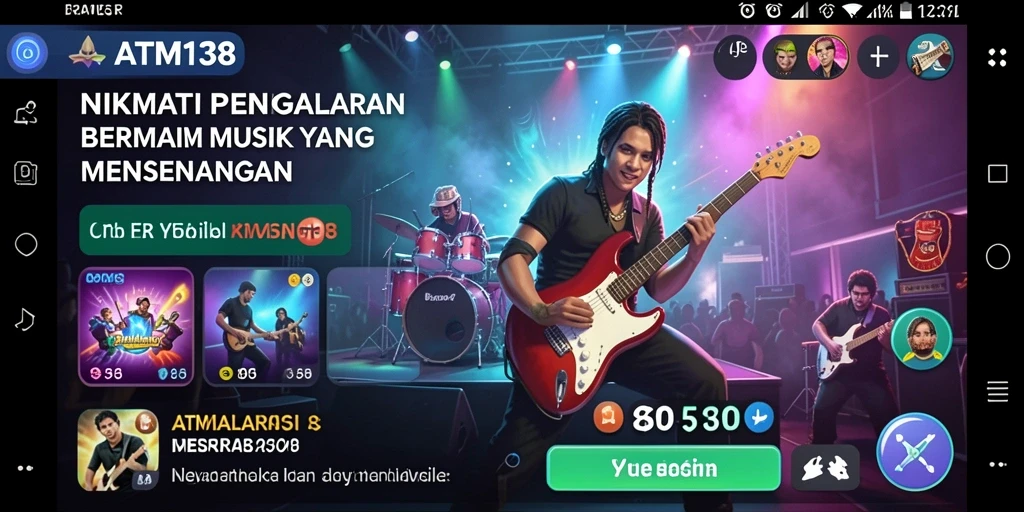 Screenshot gameplay <strong>ATM138</strong> menampilkan antarmuka musik yang menarik dan penuh warna.
