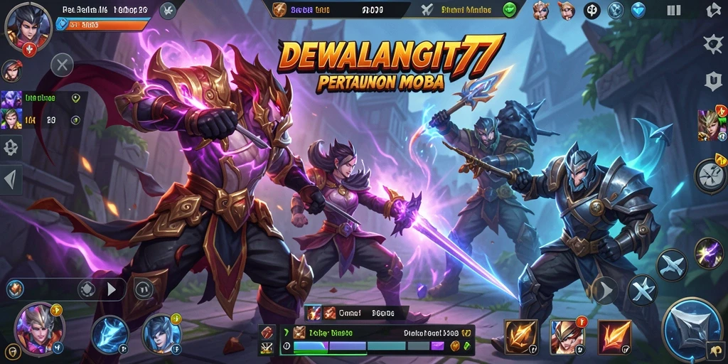 Gameplay seru DEWALANGIT77 dengan pertarungan tim yang intens.