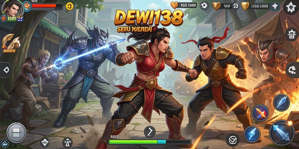 Tampilan gameplay seru dan menarik dari DEWI138 di arena pertarungan.