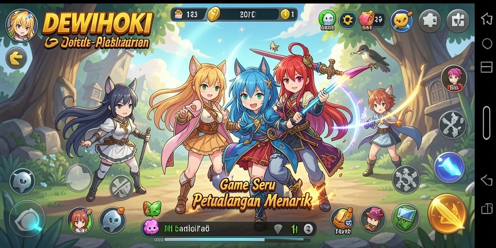 Tangkapan layar gameplay <strong>DEWIHOKI</strong> menampilkan aksi seru dalam dunia Anime.