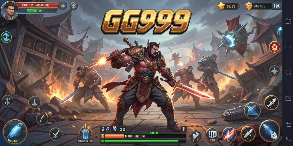 Screenshot gameplay GG999 menampilkan aksi pertempuran strategis yang mendalam.