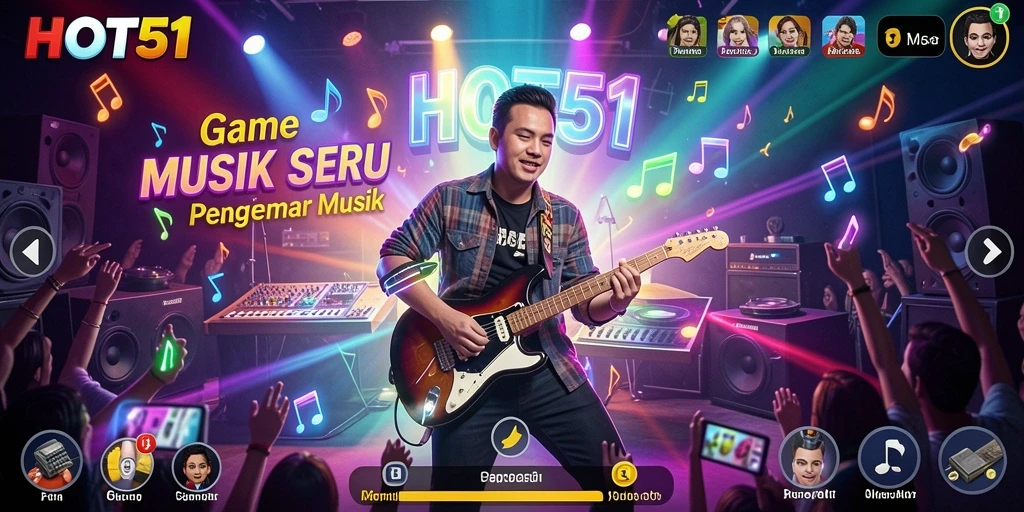 Menampilkan gameplay HOT51 dengan tantangan musik seru.