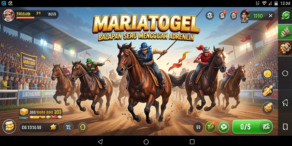 Tampilan gameplay seru MARIATOGEL saat balapan di lintasan yang menantang.