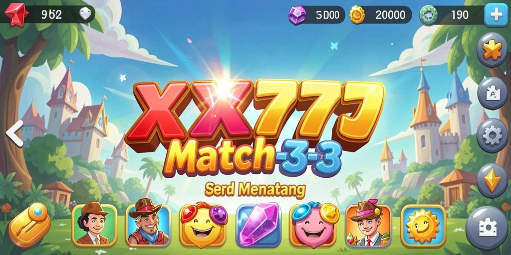 Screenshot gameplay XXX777 menampilkan aksi mencocokkan item yang seru.